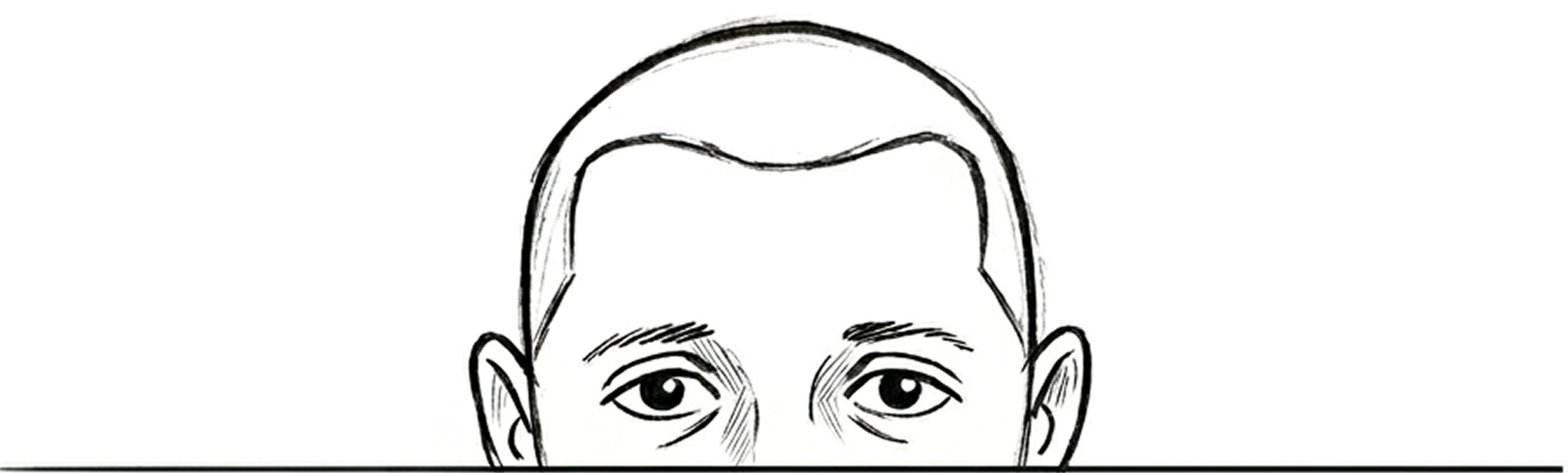 Illustration of Bartek peeking up